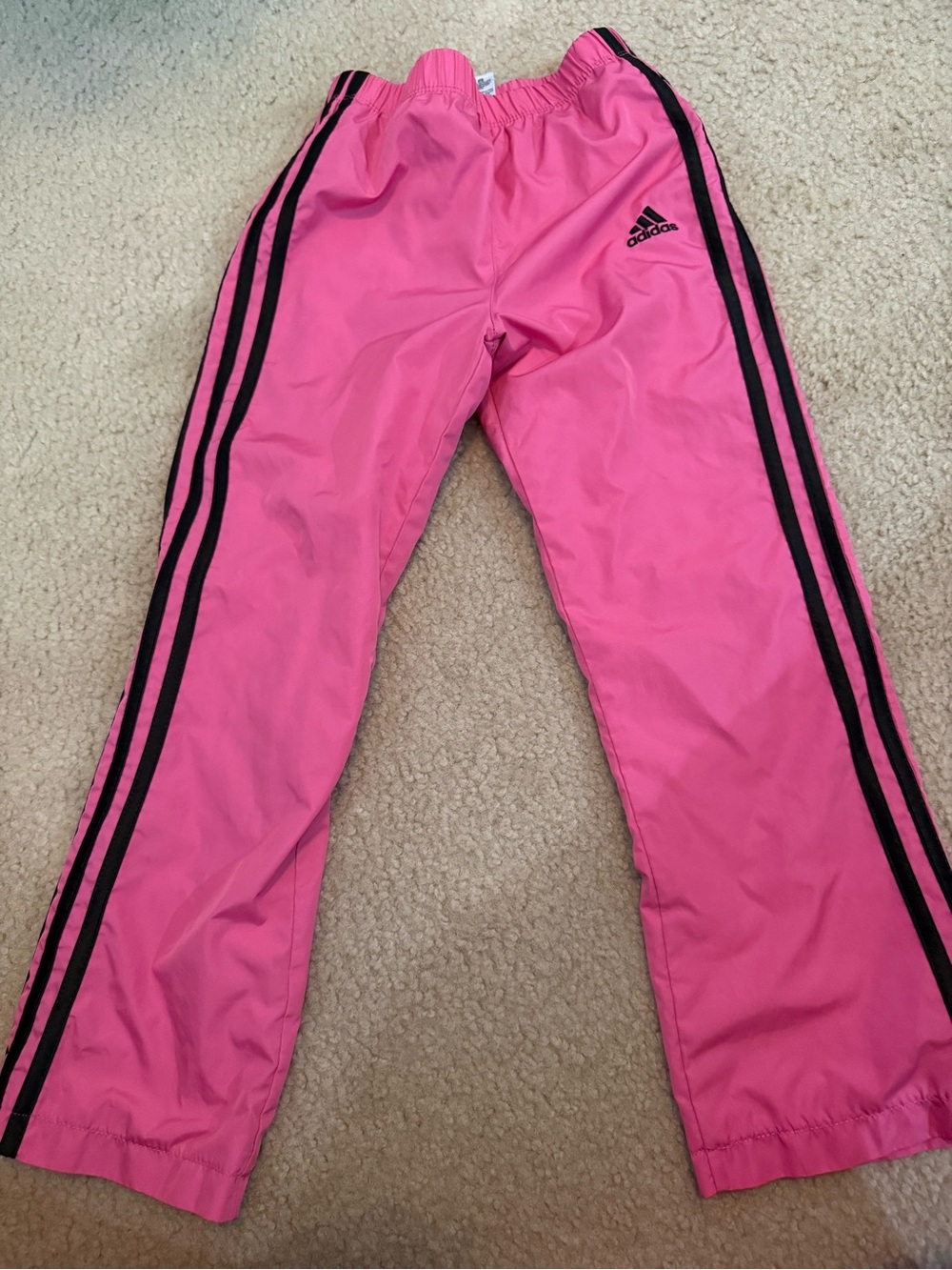 adidas Kids Hot Pink Joggers with Black Stripes